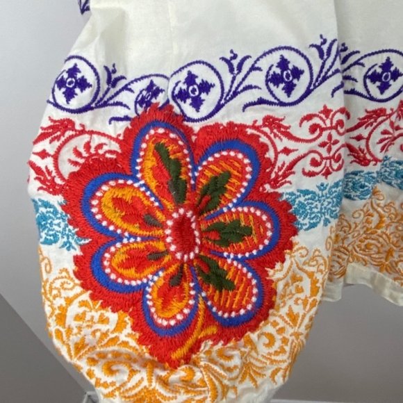 Johnny‎ Was Long Sleeve Tie Neck Embroidered Top Size Large Floral JWLA Bohemian - Picture 5 of 8